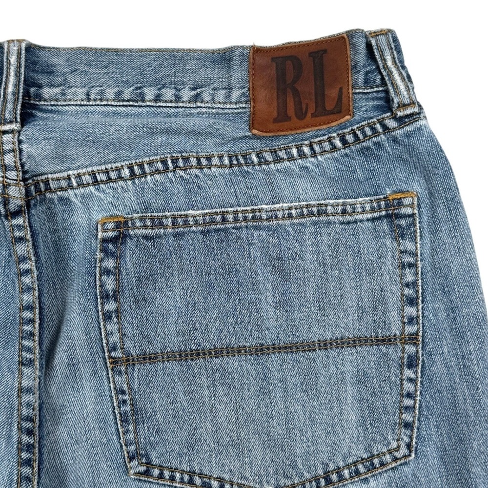 Polo Jeans Co Ralph Lauren Blue Light Wash Straight Leg Distressed Mens 36x30